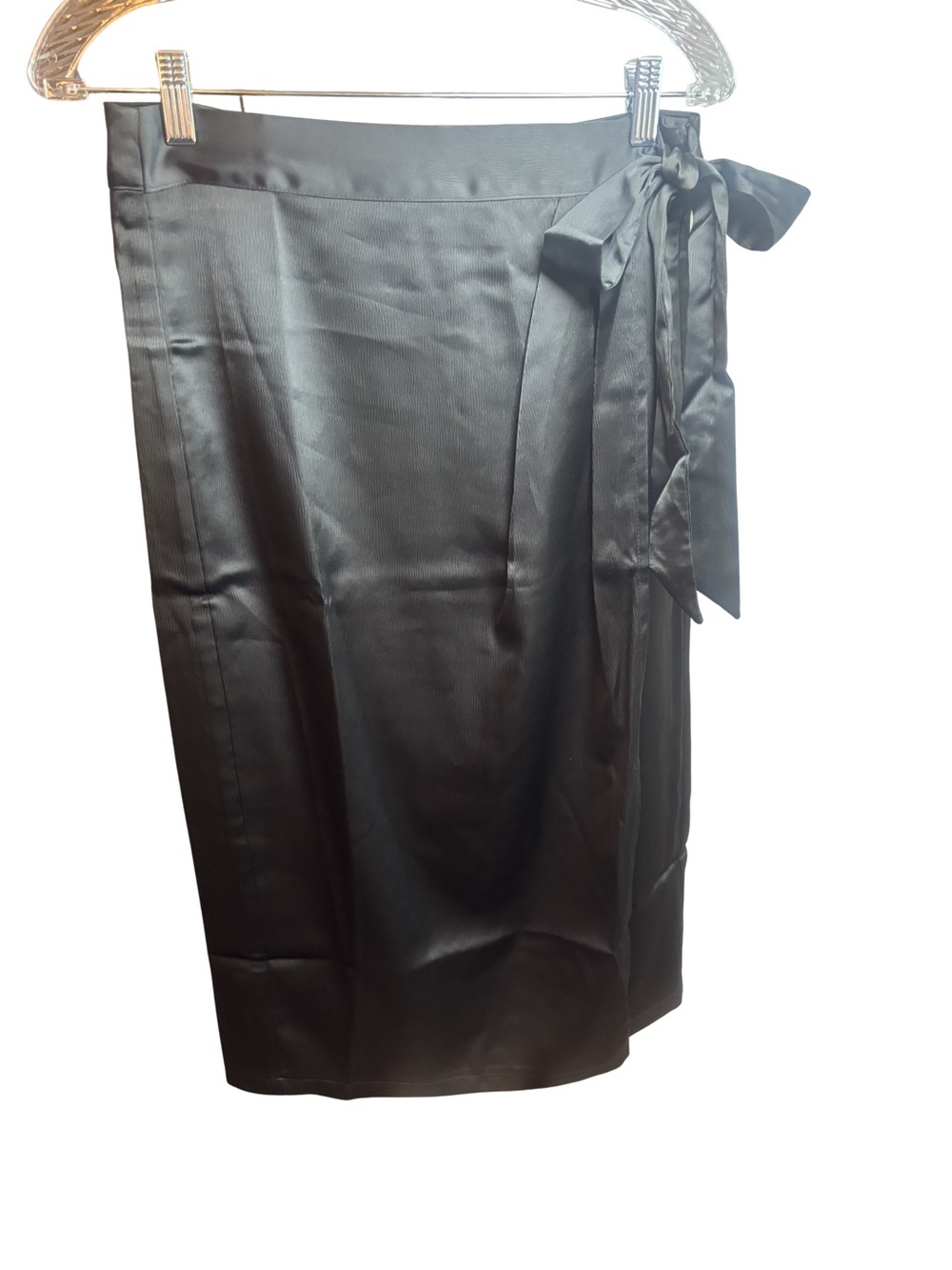 Hem & Thread Black Wrap-Detail Feminine Skirt Side Tie Large NWT